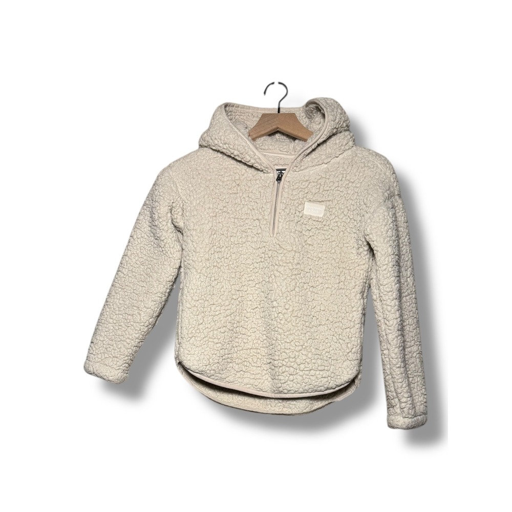 Abercrombie Kids Fleece Sherpa Hoodie Cream Quarter Zip Pullover‎ Size 9/10